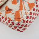 FENDI Mamma Baguette Shoulder Bag Canvas Sequins Orange Silver Auth 187605SM-16