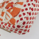 FENDI Mamma Baguette Shoulder Bag Canvas Sequins Orange Silver Auth 187605SM-18