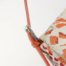 FENDI Mamma Baguette Shoulder Bag Canvas Sequins Orange Silver Auth 187605SM-19