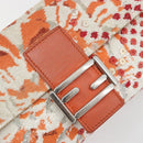 FENDI Mamma Baguette Shoulder Bag Canvas Sequins Orange Silver Auth 187605SM-20