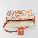 FENDI Mamma Baguette Shoulder Bag Canvas Sequins Orange Silver Auth 187605SM-9