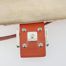 FENDI Mamma Baguette Shoulder Bag Canvas Sequins Orange Silver Auth 187605SM-21