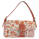 FENDI Mamma Baguette Shoulder Bag Canvas Sequins Orange Silver Auth 187605SM-1