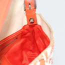 FENDI Mamma Baguette Shoulder Bag Canvas Sequins Orange Silver Auth 187605SM-23