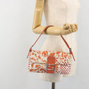 FENDI Mamma Baguette Shoulder Bag Canvas Sequins Orange Silver Auth 187605SM-28