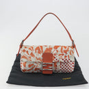 FENDI Mamma Baguette Shoulder Bag Canvas Sequins Orange Silver Auth 187605SM-12