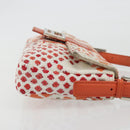 FENDI Mamma Baguette Shoulder Bag Canvas Sequins Orange Silver Auth 187605SM-3