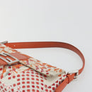 FENDI Mamma Baguette Shoulder Bag Canvas Sequins Orange Silver Auth 187605SM-14
