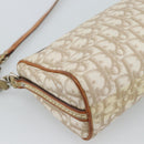 Christian Dior Trotter Canvas Chain Romantic Bag PVC Beige Silver Auth 187607V-16