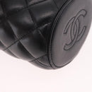 CHANEL Matelasse Chain Vanity Bag Lamb Skin Black Gold CC Auth 187609SAM-10