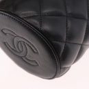 CHANEL Matelasse Chain Vanity Bag Lamb Skin Black Gold CC Auth 187609SAM-11