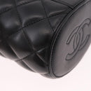 CHANEL Matelasse Chain Vanity Bag Lamb Skin Black Gold CC Auth 187609SAM-12