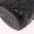 CHANEL Matelasse Chain Vanity Bag Lamb Skin Black Gold CC Auth 187609SAM-13