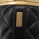 CHANEL Matelasse Chain Vanity Bag Lamb Skin Black Gold CC Auth 187609SAM-14