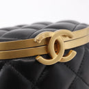 CHANEL Matelasse Chain Vanity Bag Lamb Skin Black Gold CC Auth 187609SAM-15