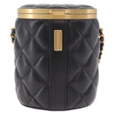 CHANEL Matelasse Chain Vanity Bag Lamb Skin Black Gold CC Auth 187609SAM-3