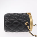 CHANEL Matelasse Chain Vanity Bag Lamb Skin Black Gold CC Auth 187609SAM-4