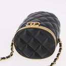 CHANEL Matelasse Chain Vanity Bag Lamb Skin Black Gold CC Auth 187609SAM-6