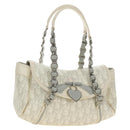 Christian Dior Trotter Canvas Romantic Bag PVC White Silver Auth 187610V-1