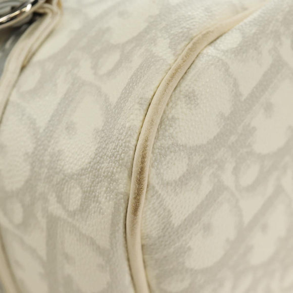Christian Dior Trotter Canvas Romantic Bag PVC White Silver Auth 187610V