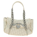 Christian Dior Trotter Canvas Romantic Bag PVC White Silver Auth 187610V-2
