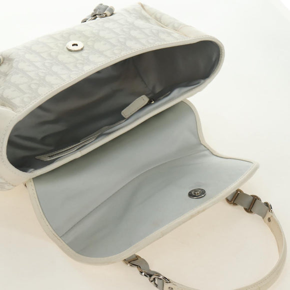 Christian Dior Trotter Canvas Romantic Bag PVC White Silver Auth 187610V
