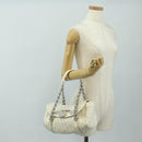 Christian Dior Trotter Canvas Romantic Bag PVC White Silver Auth 187610V-30