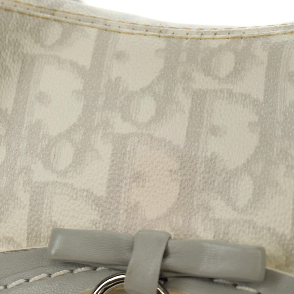 Christian Dior Trotter Canvas Romantic Bag PVC White Silver Auth 187610V