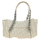 Christian Dior Trotter Canvas Romantic Bag PVC White Silver Auth 187610V-5
