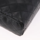 CHANEL Matelasse Chain Tote Bag Lamb Skin Black Gold CC Auth 187613-15