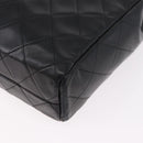 CHANEL Matelasse Chain Tote Bag Lamb Skin Black Gold CC Auth 187613-16