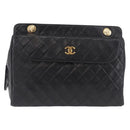CHANEL Matelasse Chain Tote Bag Lamb Skin Black Gold CC Auth 187613-13