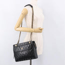 CHANEL Matelasse Chain Tote Bag Lamb Skin Black Gold CC Auth 187613-24