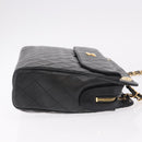 CHANEL Matelasse Chain Tote Bag Lamb Skin Black Gold CC Auth 187613-3
