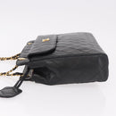 CHANEL Matelasse Chain Tote Bag Lamb Skin Black Gold CC Auth 187613-4