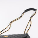 CHANEL Matelasse Chain Tote Bag Lamb Skin Black Gold CC Auth 187613-8
