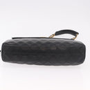 CHANEL Matelasse Chain Tote Bag Lamb Skin Black Gold CC Auth 187613-5