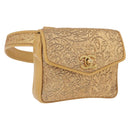 CHANEL Waist bag Satin Gold CC Auth 187614SAM-1