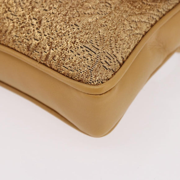 CHANEL Waist bag Satin Gold CC Auth 187614SAM