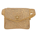 CHANEL Waist bag Satin Gold CC Auth 187614SAM-2