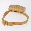 CHANEL Waist bag Satin Gold CC Auth 187614SAM-7