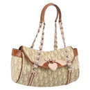 Christian Dior Trotter Canvas Romantic Bag PVC Beige Silver Auth 187615A-1