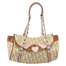 Christian Dior Trotter Canvas Romantic Bag PVC Beige Silver Auth 187615A-13