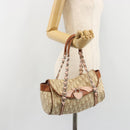 Christian Dior Trotter Canvas Romantic Bag PVC Beige Silver Auth 187615A-24