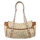 Christian Dior Trotter Canvas Romantic Bag PVC Beige Silver Auth 187615A-2