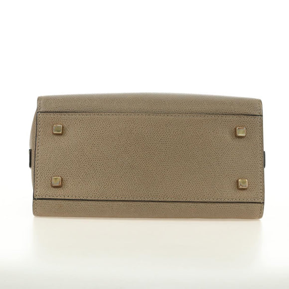 Valextra Isidide Hand Bag Leather 2way Beige Gold Auth 187616SM