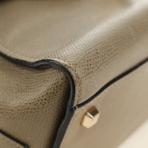 Valextra Isidide Hand Bag Leather 2way Beige Gold Auth 187616SM