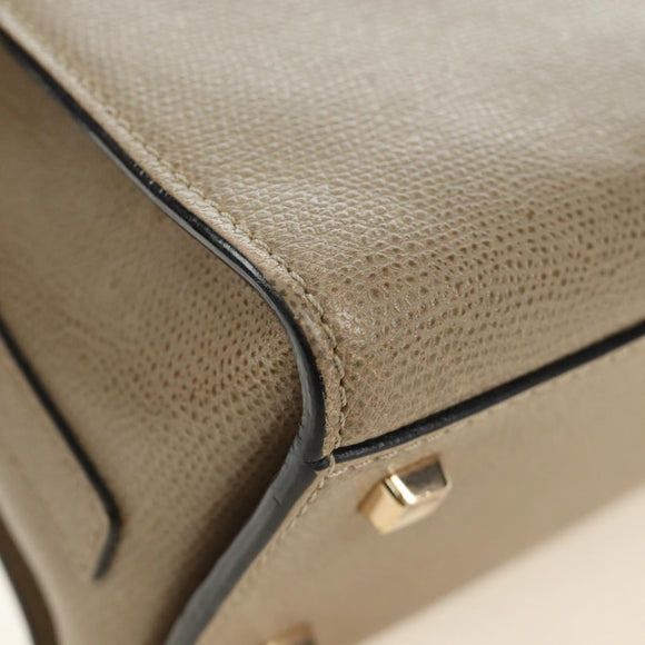 Valextra Isidide Hand Bag Leather 2way Beige Gold Auth 187616SM