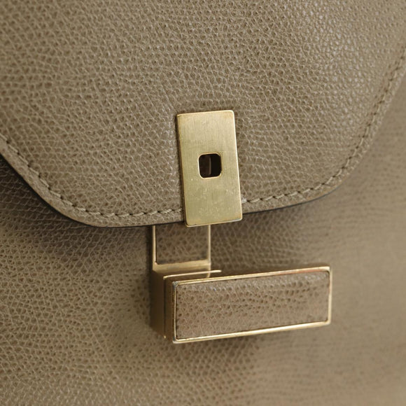 Valextra Isidide Hand Bag Leather 2way Beige Gold Auth 187616SM