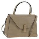 Valextra Isidide Hand Bag Leather 2way Beige Gold Auth 187616SM-1